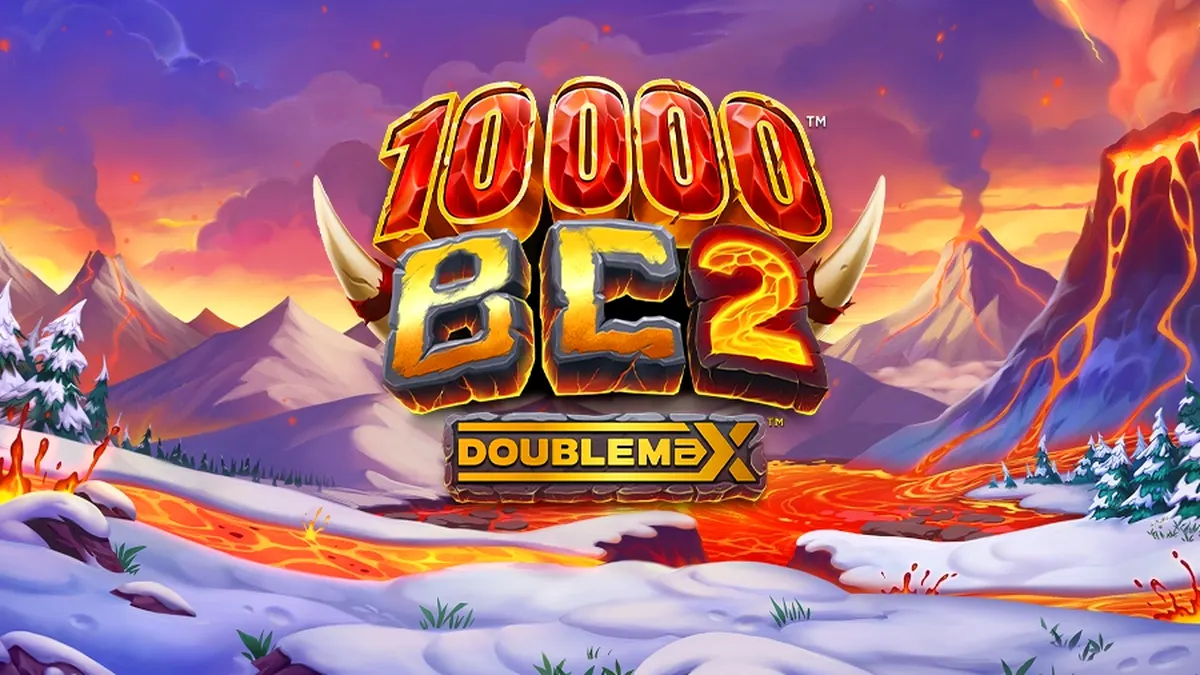 Interface do jogo de slot 10000 BC DoubleMax 2 com tema pré-histórico